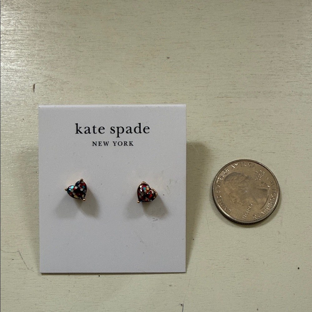 kate spade Multicolor Glitter Heart Stud Earrings